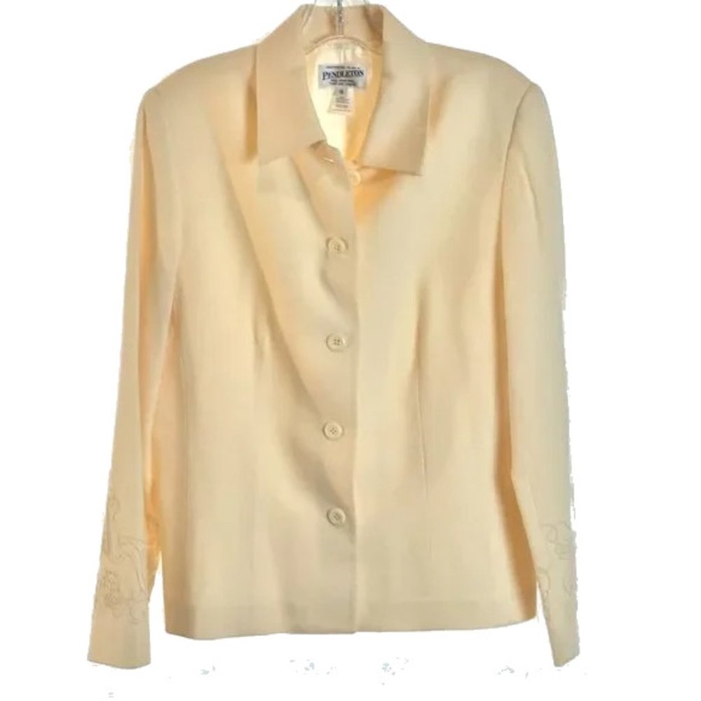 Womens Size 12 Pendleton Cream Virgin Wool Jacket